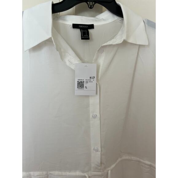 Forever 21 sheer white tie-front shirt long midi dress - large - Picture 5 of 8